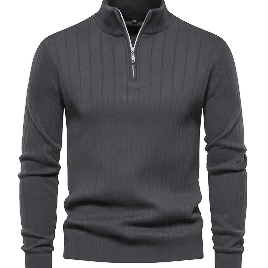 Quarter-Zip Stand Collar Sweater