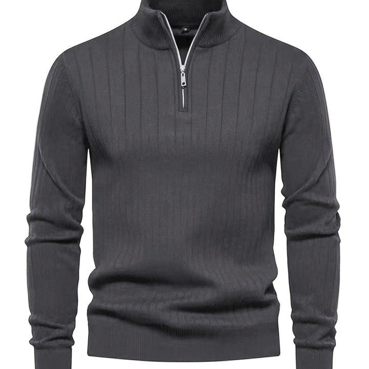 Quarter-Zip Stand Collar Sweater