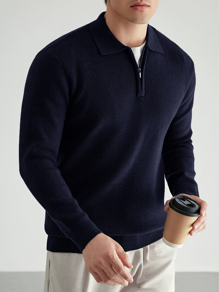 Refined Quarter-Zip Polo Sweater