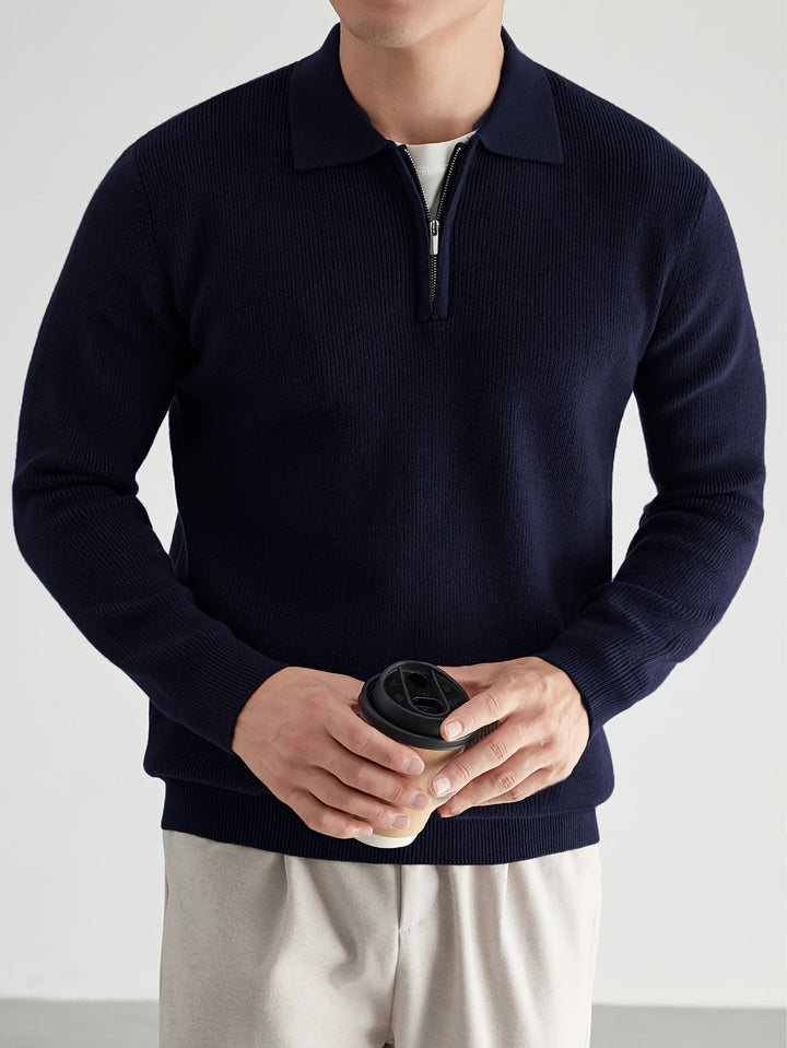 Refined Quarter-Zip Polo Sweater