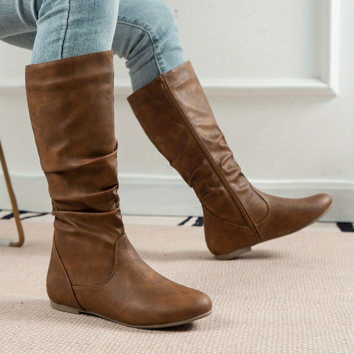 Slouched Mid-Calf Boots