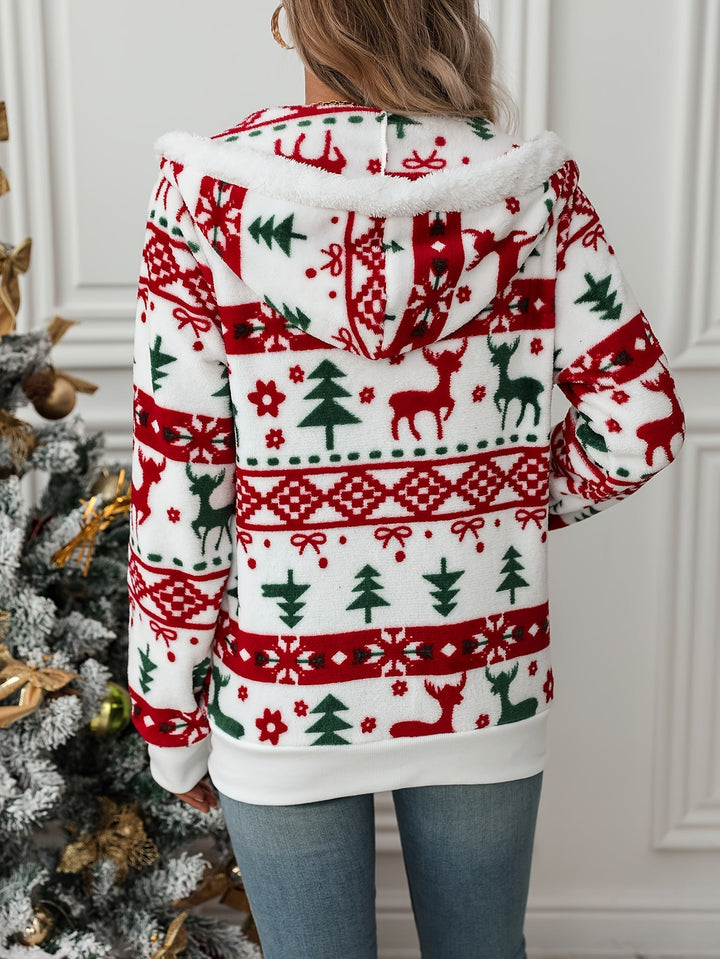 Cozy Christmas Hooded Zip Cardigan