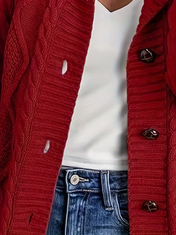 Hooded Button-Front Cardigan