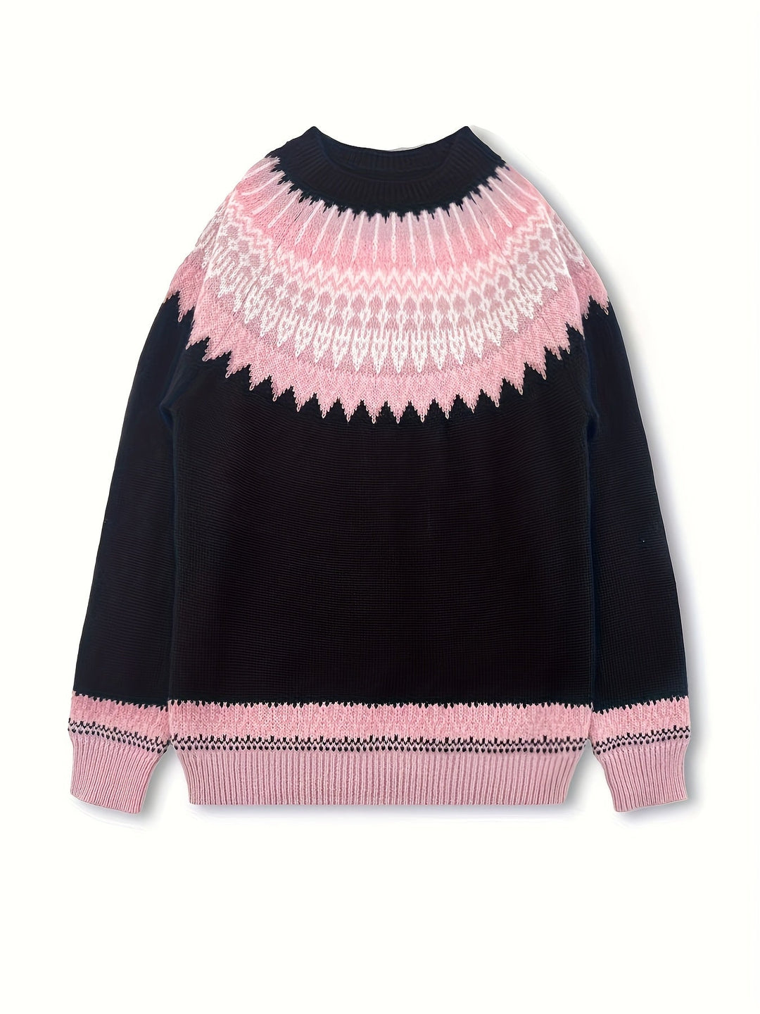 Chunky Jacquard Round Neck Sweater
