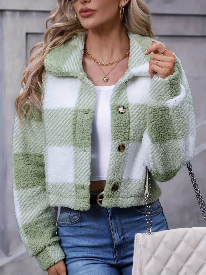Cozy Cropped Plaid Jacket