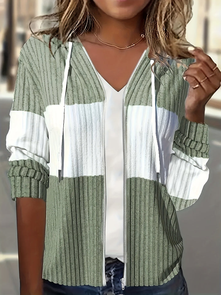 Cozy Color-Block Zip-Up Hoodie