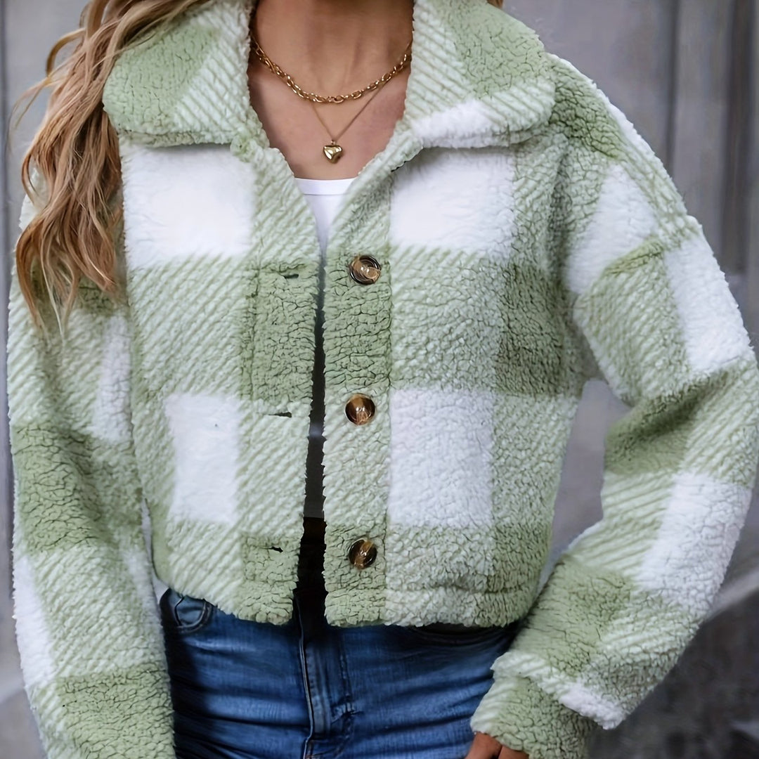 Cozy Cropped Plaid Jacket