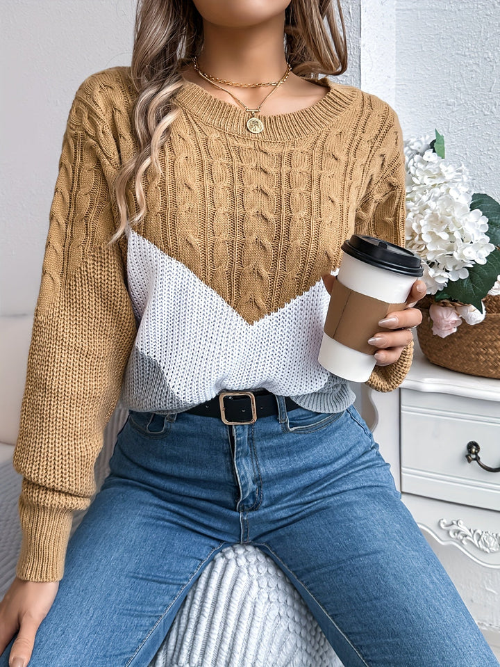 Color-Block Round Neck Sweater