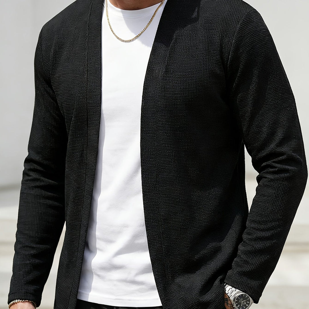 Open-Front Textured Cardigan