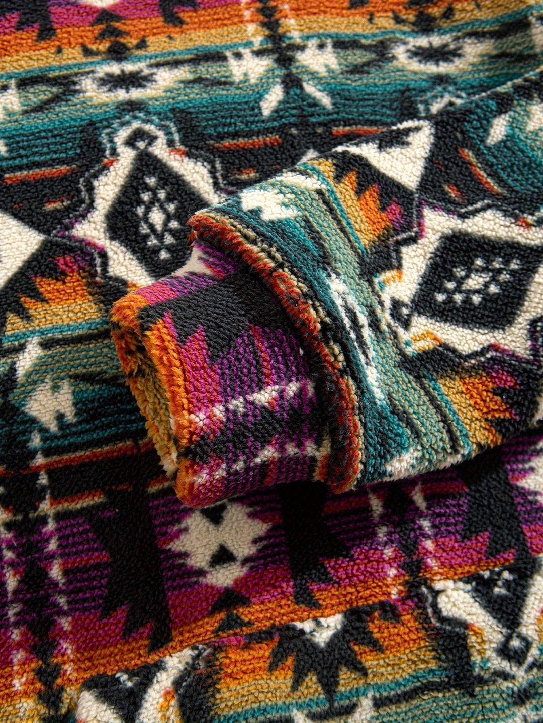 Patterned Plush Hoodie