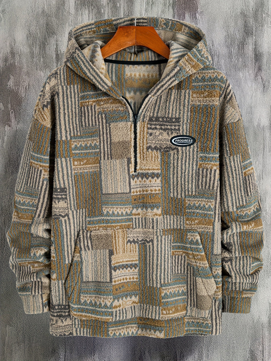Patterned Quarter-Zip Sweater