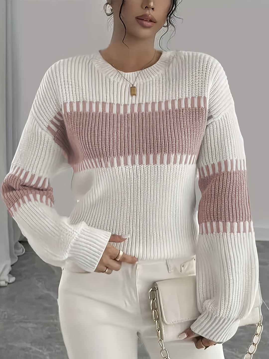 Colour-Block Striped Sweater