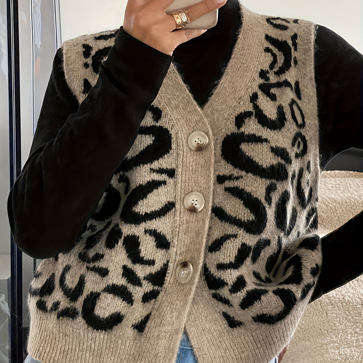 Patterned Button-Front Vest