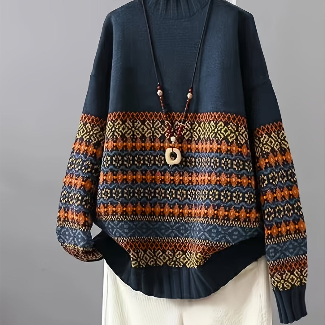 Vintage Jacquard Loose-Fit Sweater