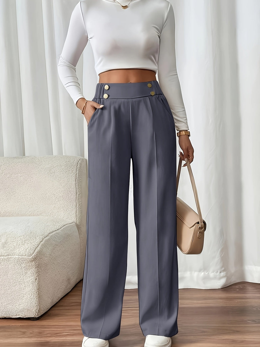 Tailored High-Waist Wide-Leg Pants