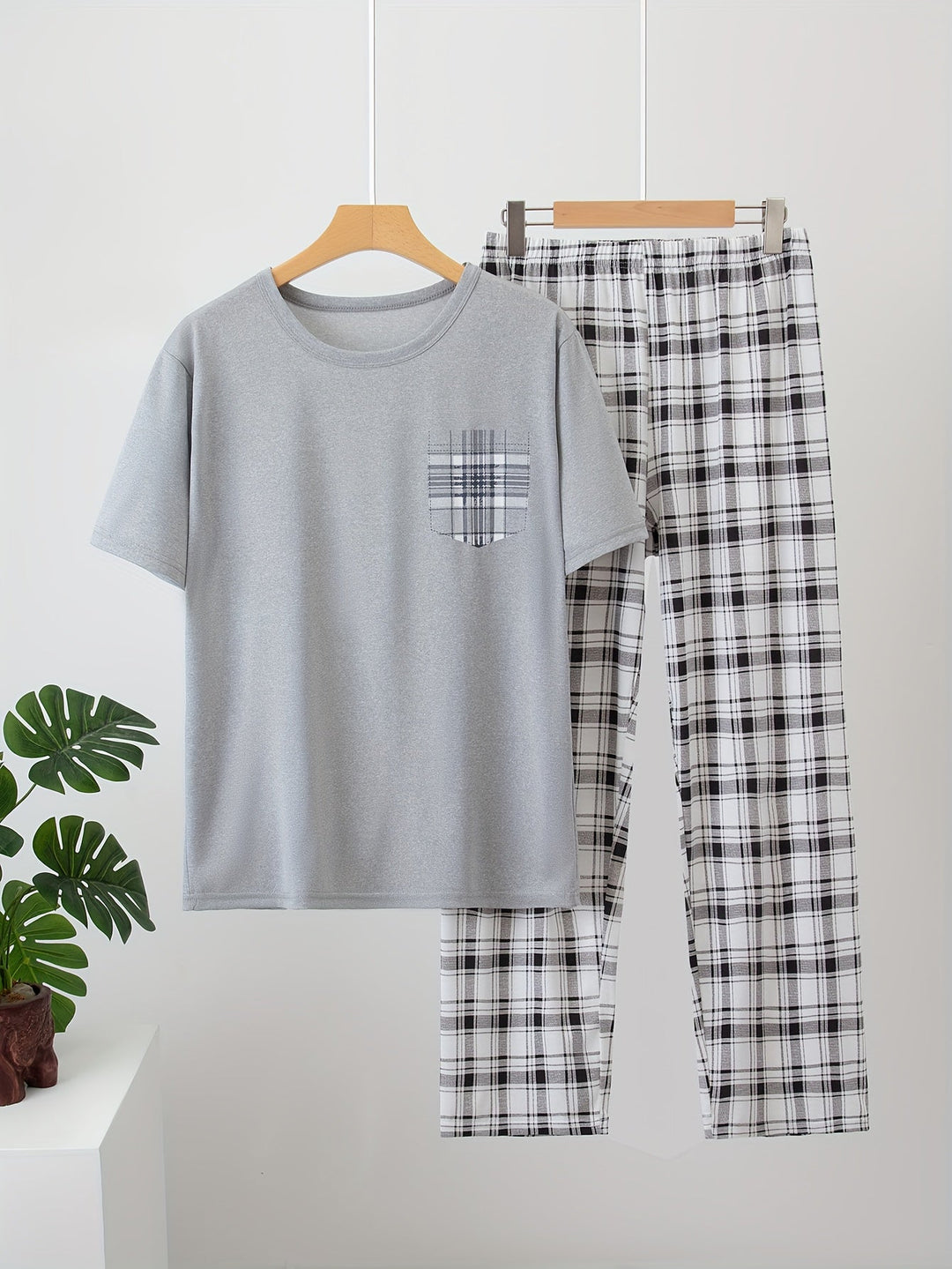 Relaxed Checkered Two-Piece Set