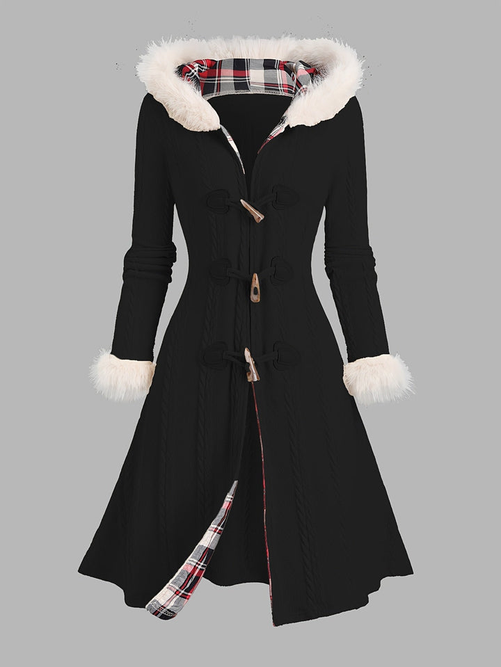 Fur-Trimmed Hooded Longline Coat