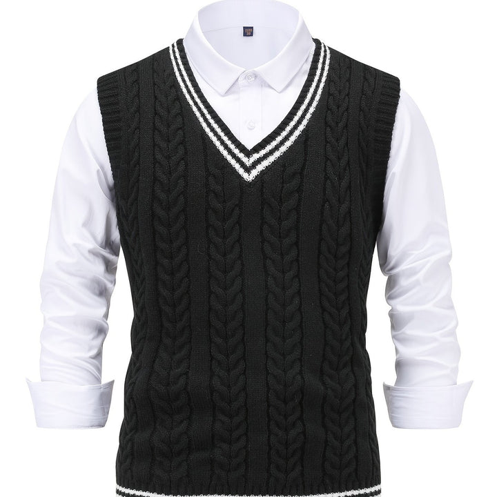 Cable-Knit V-Neck Sweater Vest