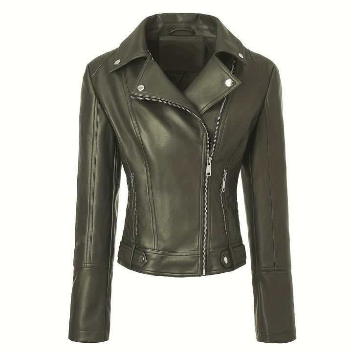Sculpted Zip-Front Moto Jacket
