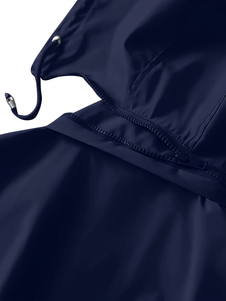 Hooded Drawstring Rain Jacket