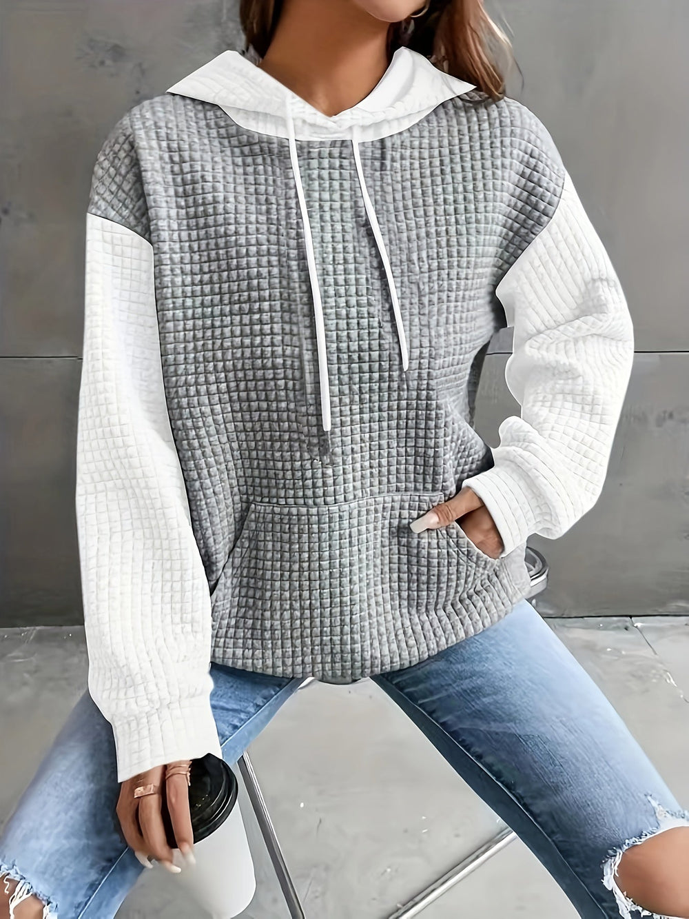 Cozy Waffle-Texture Hoodie