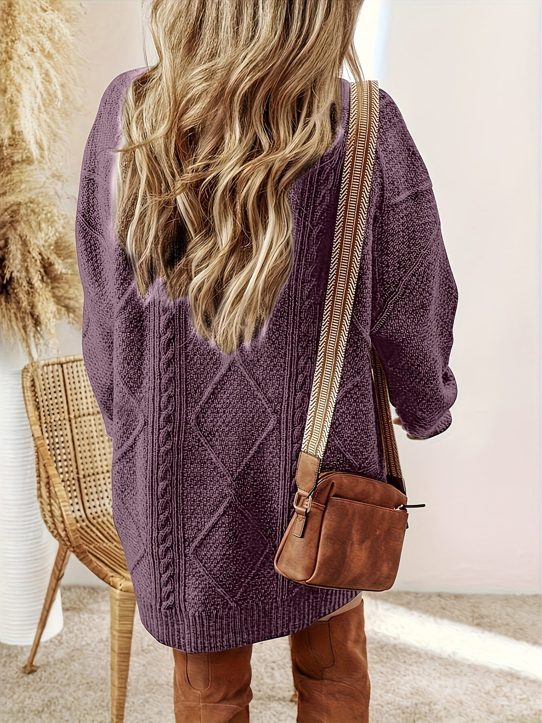 Cable-Textured Sweater Dress
