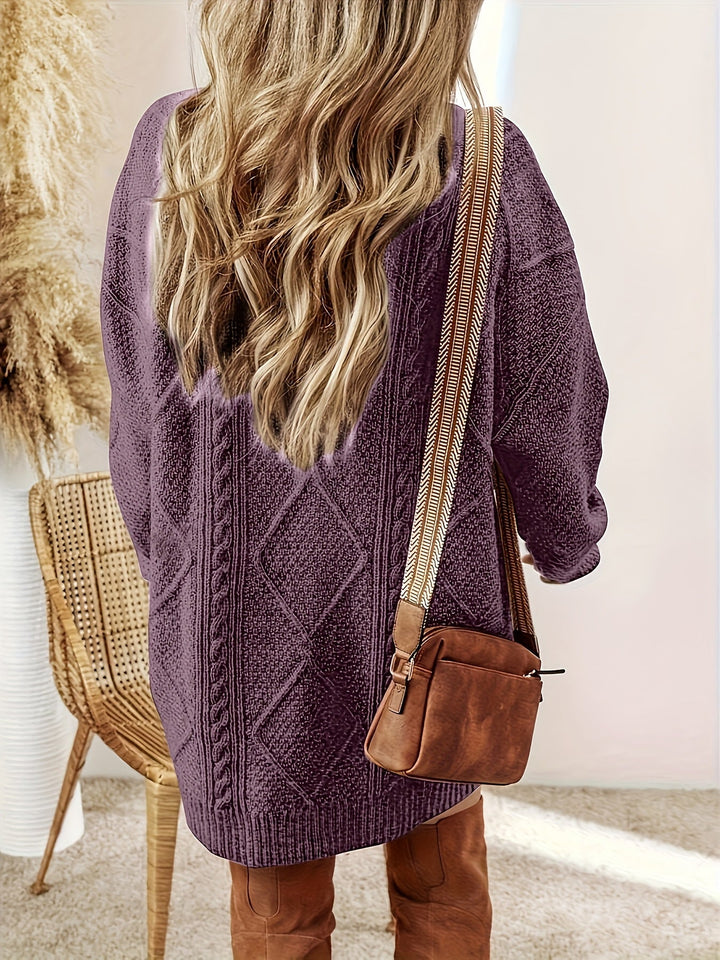 Cable-Textured Sweater Dress