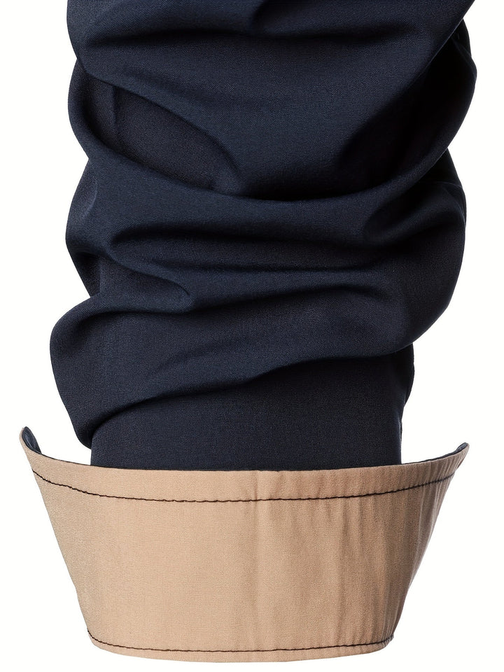 Contrast-Trim Long Sleeve Shirt