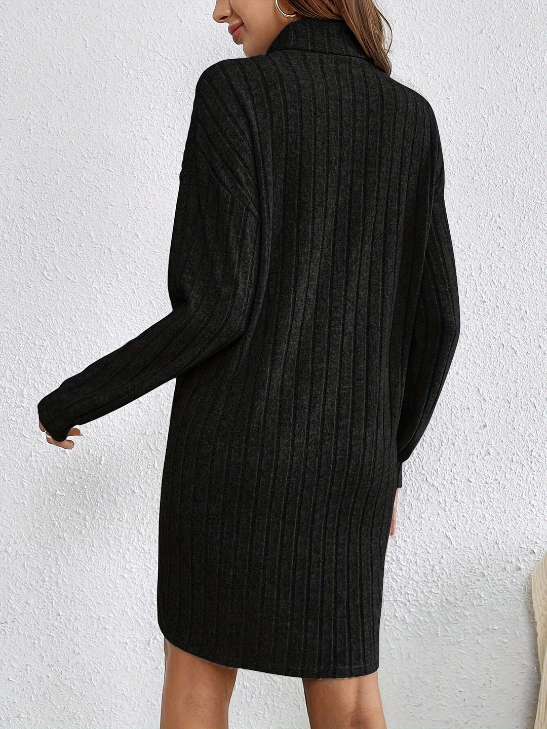 Ribbed Turtleneck Sweater Dress