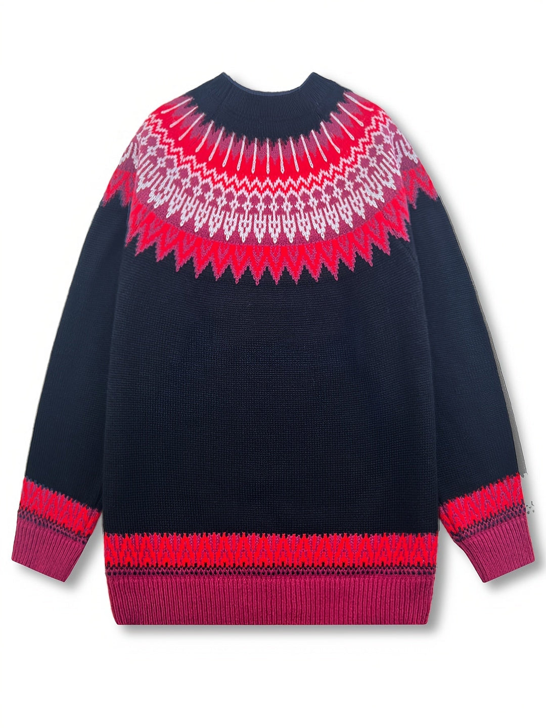 Chunky Jacquard Round Neck Sweater