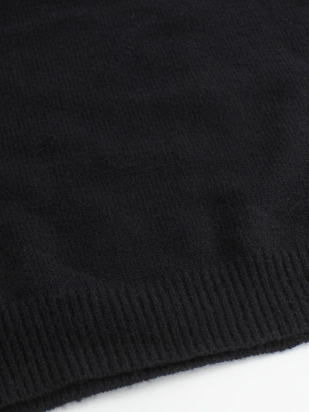 Striped-Cuff Ribbed Sweater