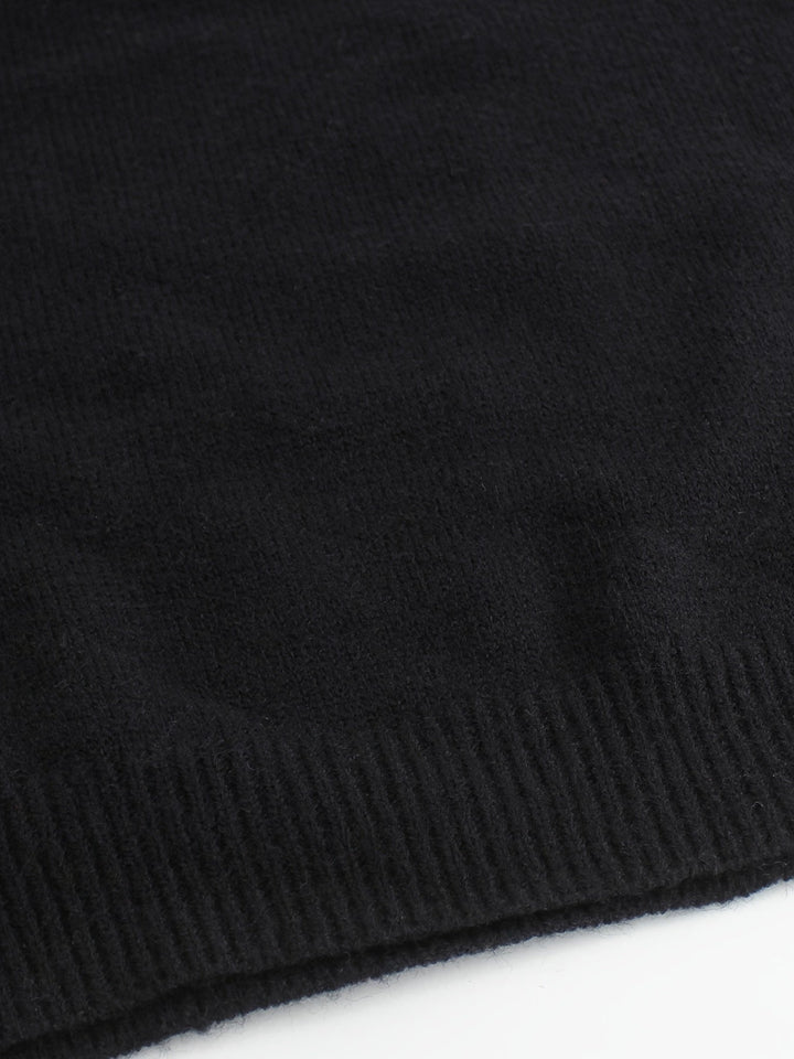 Striped-Cuff Ribbed Sweater