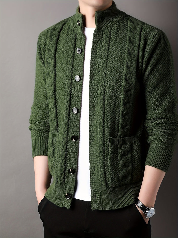 Textured Button-Front Cardigan