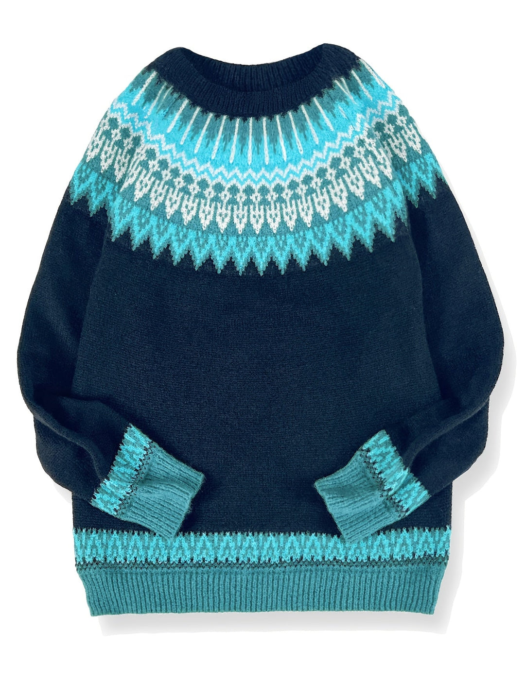 Chunky Jacquard Round Neck Sweater