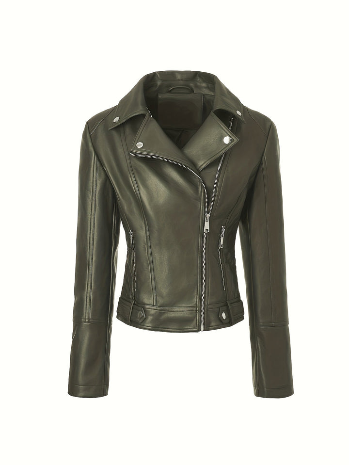 Sculpted Zip-Front Moto Jacket