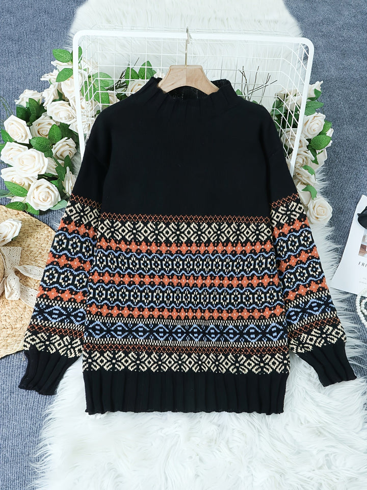 Vintage Jacquard Loose-Fit Sweater