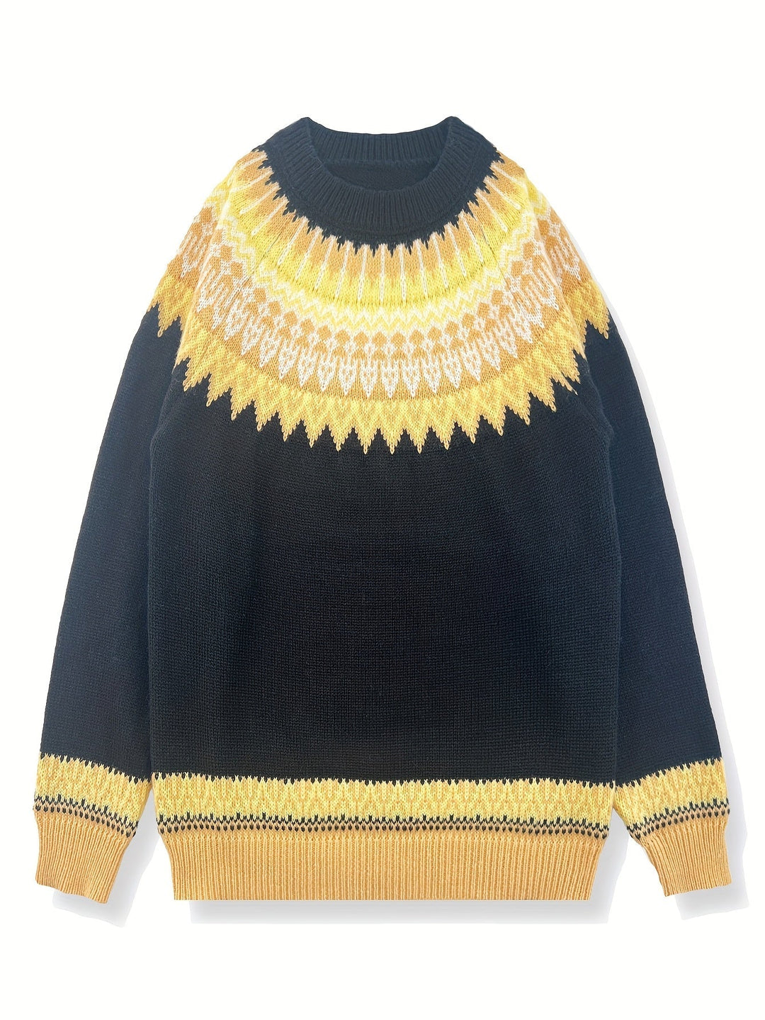 Chunky Jacquard Round Neck Sweater