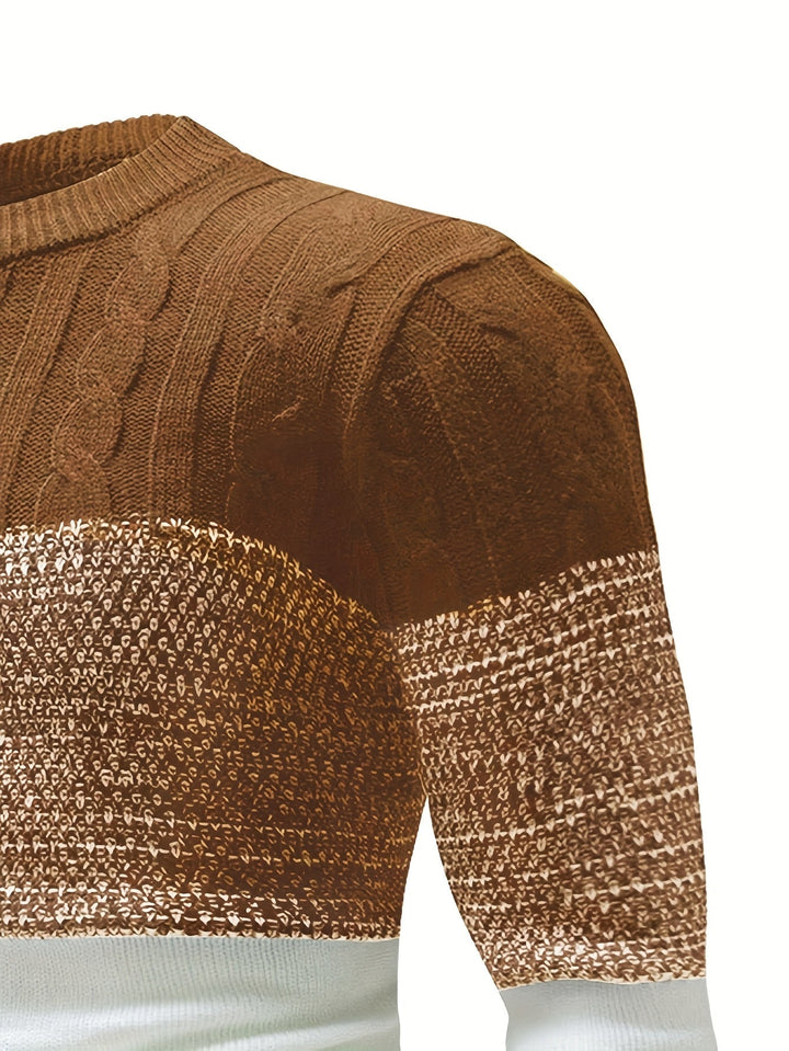 Color-Block Crew Neck Sweater