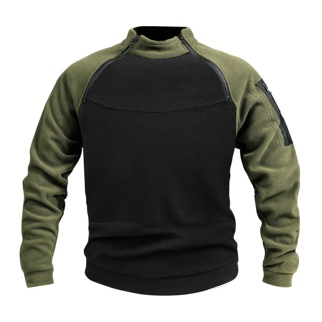Zip-Detail Mock-Neck Sweater