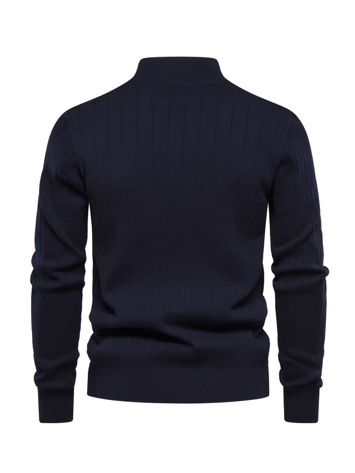 Quarter-Zip Stand Collar Sweater