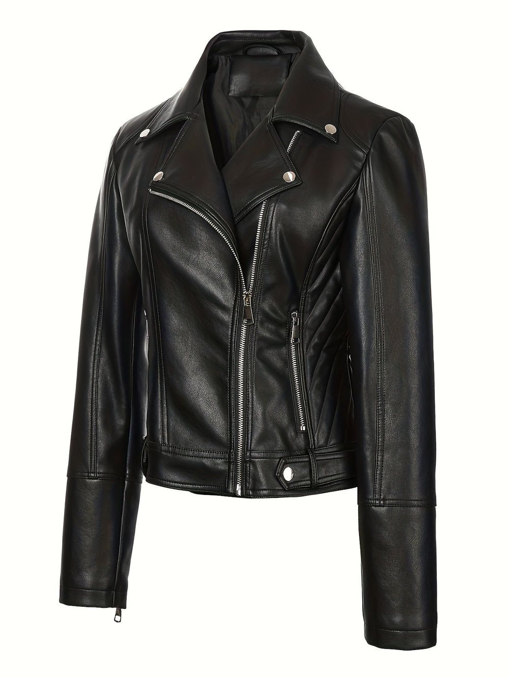 Sculpted Zip-Front Moto Jacket