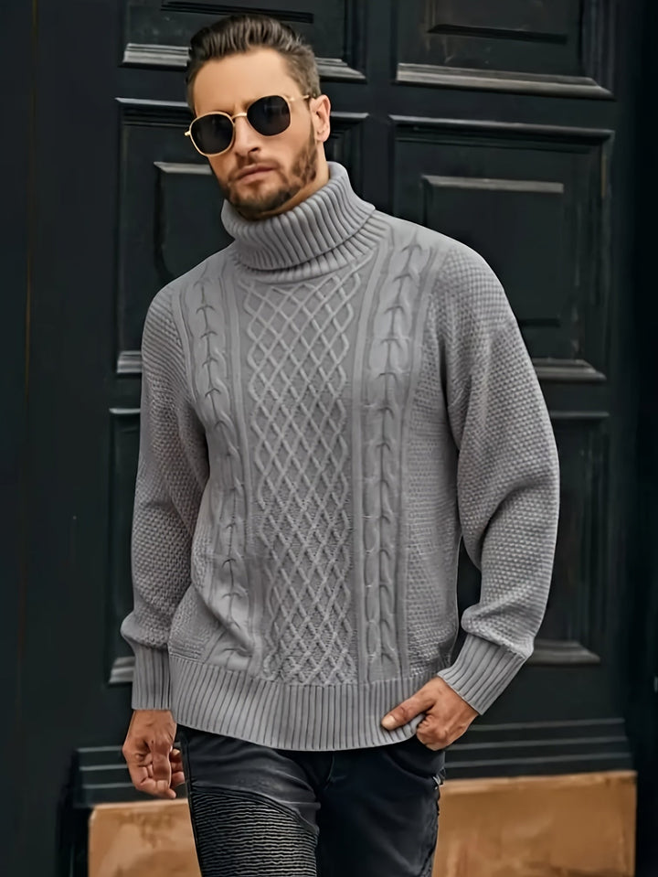 Classic Cable-Knit Turtleneck Sweater