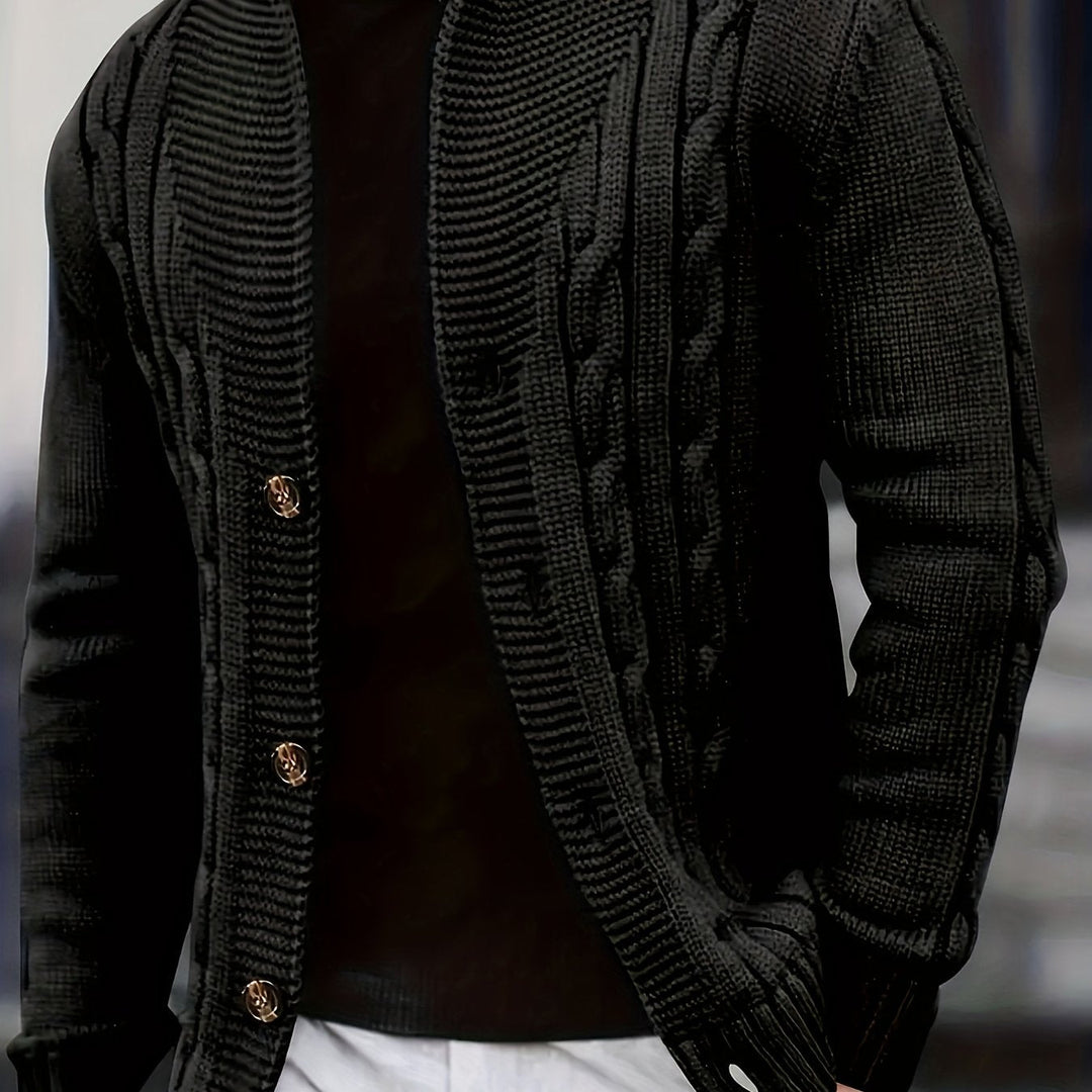 Cable-Knit Button Cardigan