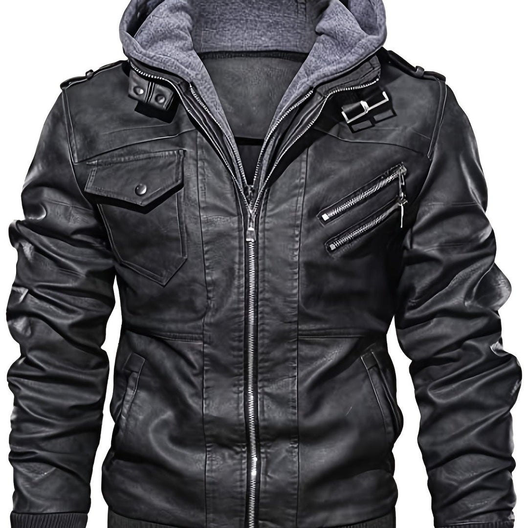 Rugged Hooded Biker Jacket