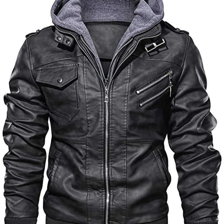 Rugged Hooded Biker Jacket