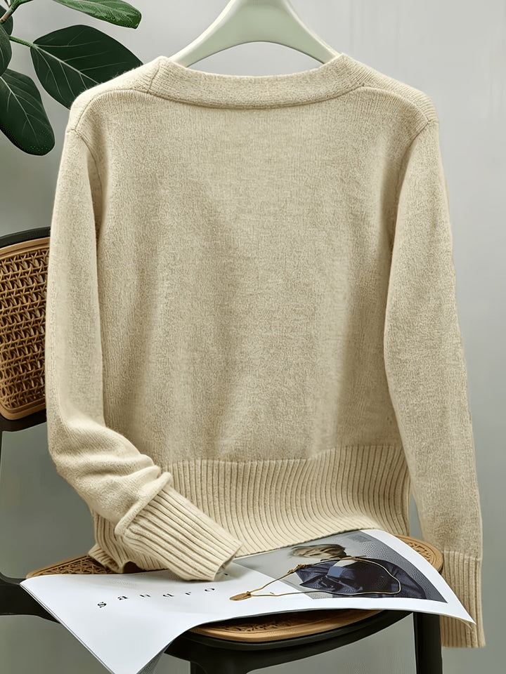 Heart-Button V-Neck Cardigan