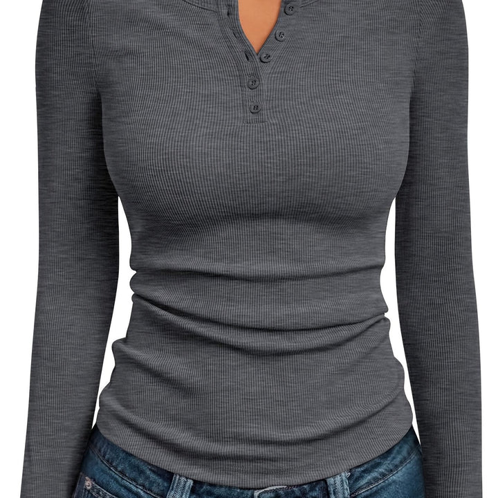 Fitted Button Henley Top