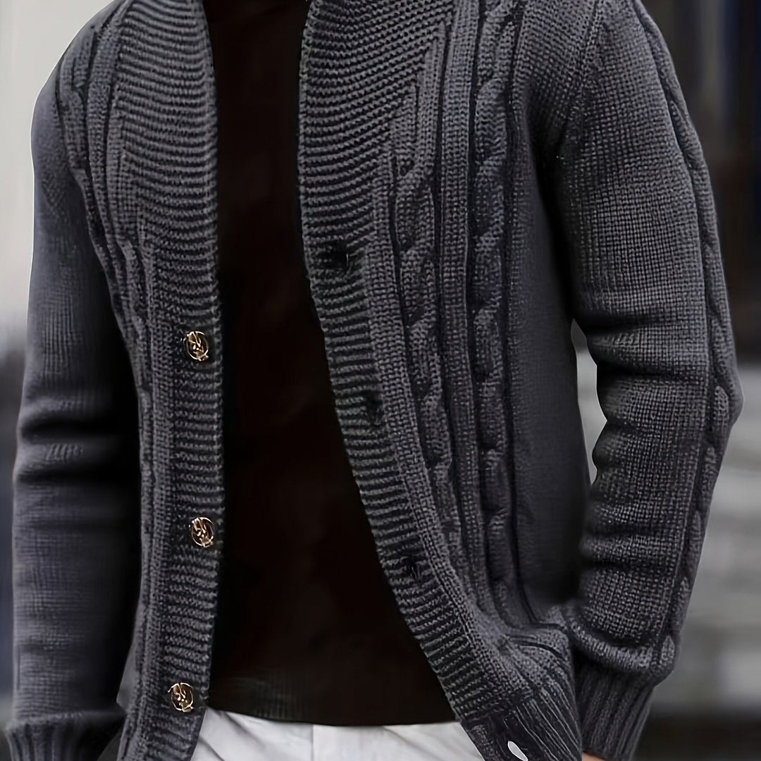 Cable-Knit Button Cardigan