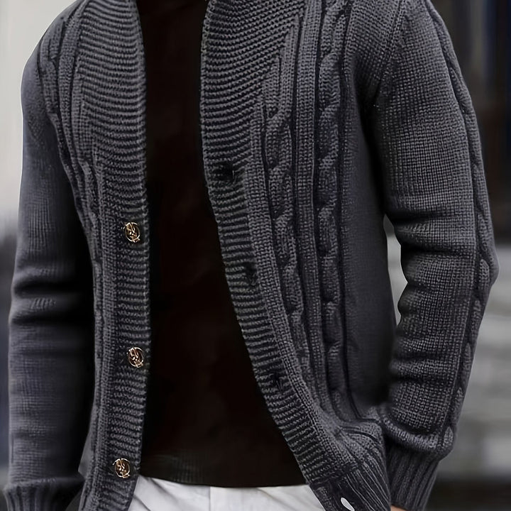 Cable-Knit Button Cardigan