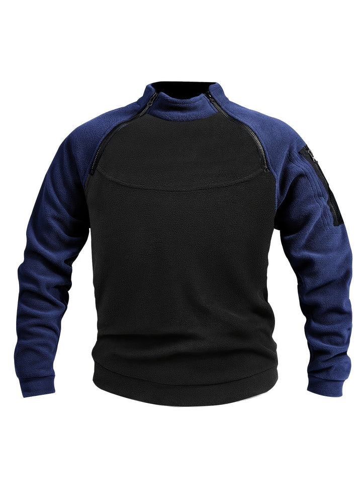 Zip-Detail Mock-Neck Sweater